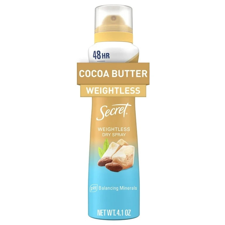 Secret Weightless Dry Spray Antiperspirant &amp; Deodorant for Women, Cocoa Butter Scent, 4.1oz image 0