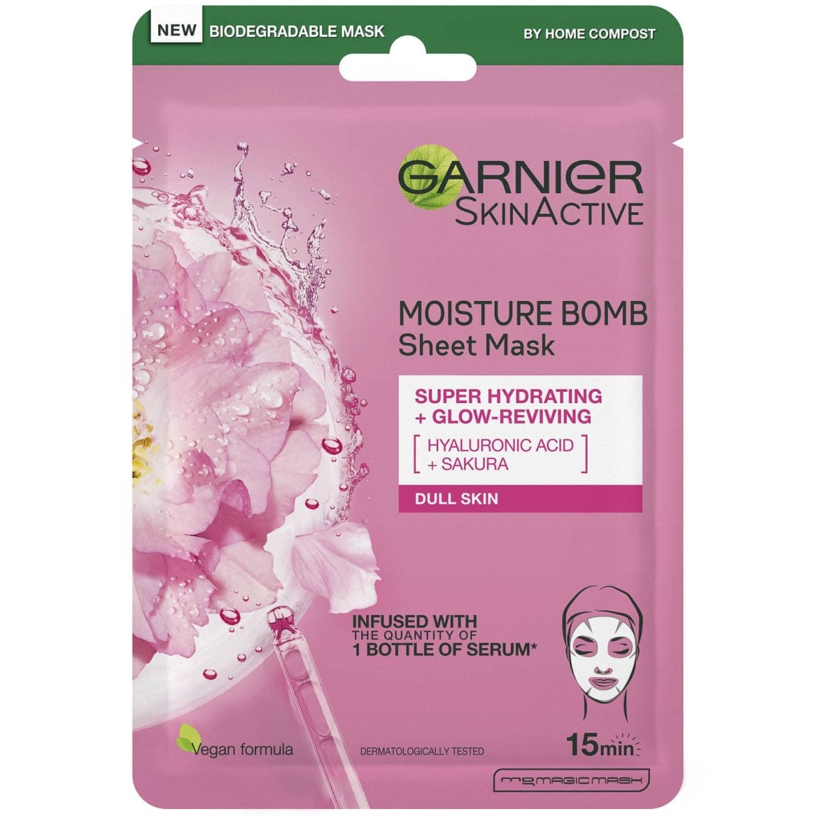 Garnier Moisture Bomb Sakura Hydrating Face Sheet Mask Dull Skin 28g image 1