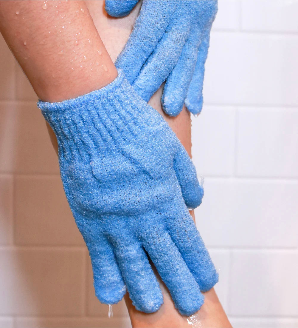 AOA Exfoliating Bath Gloves - Blue image