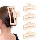 Medium Sized Claw Clips for Hair,  Matte Non-slip Rectangle - Beige image