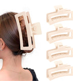 Medium Sized Claw Clips for Hair,  Matte Non-slip Rectangle - Beige image