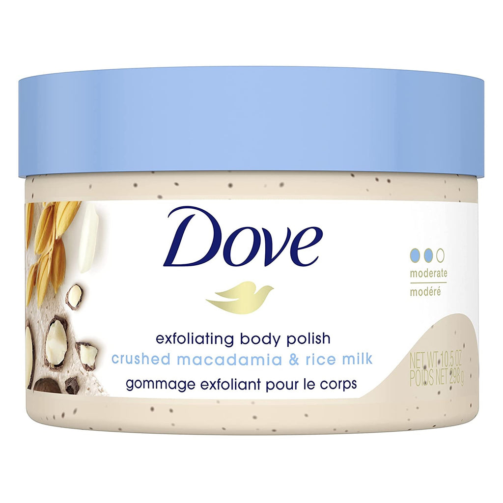 Dove Exfoliating Body Polish Scrub Macadamia &amp; Rice Milk Body Scrub image 0