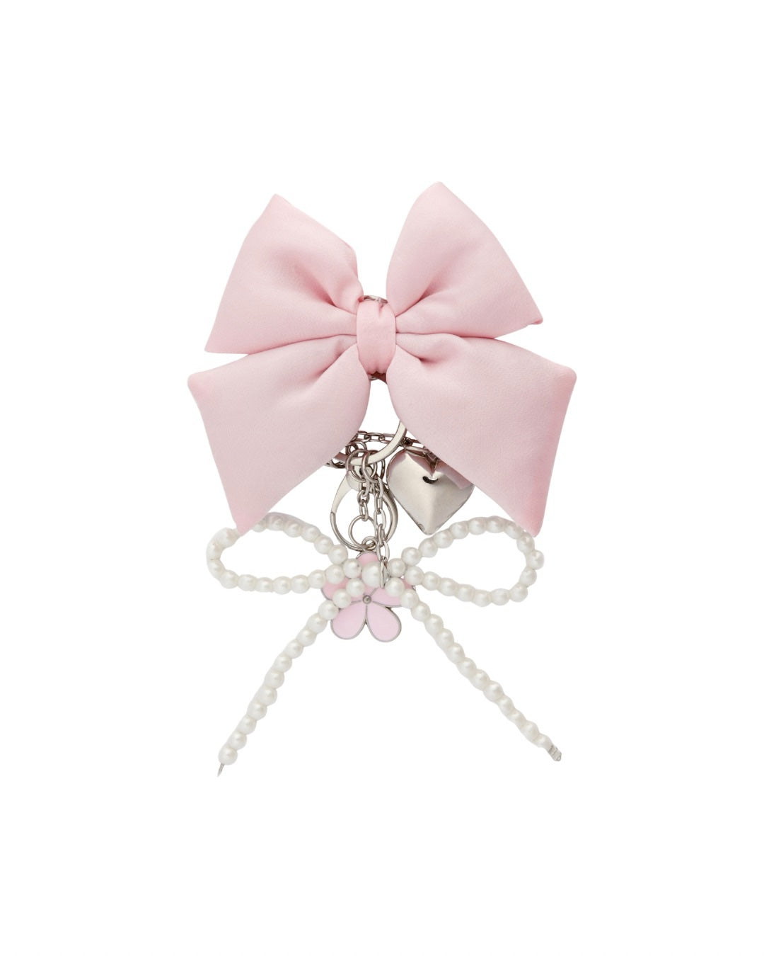 Baby Pink Padded Bow Bag Charm image 1
