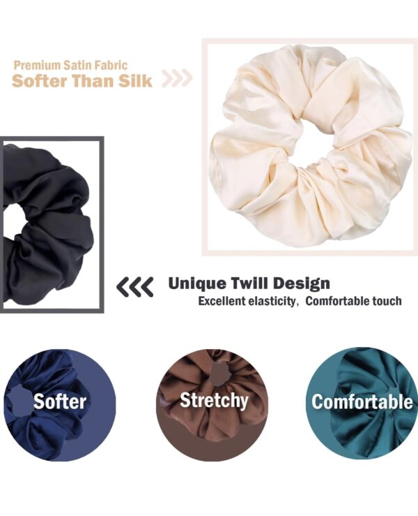 Big Scrunchies for Women Thick Hair, Premium Satin Softer than Silk - Image 4