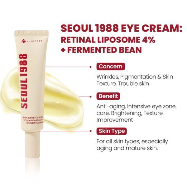 KSECRET - SEOUL 1988 Eye Cream : Retinal Liposome 4% + Fermented Bean - Image 2