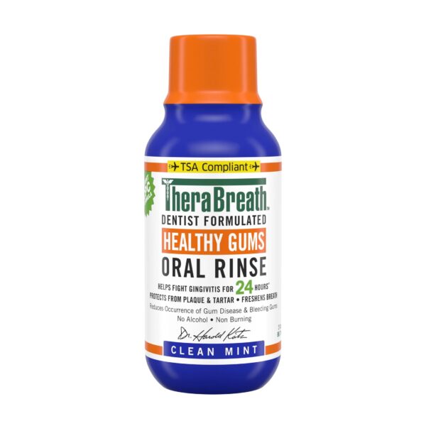 TheraBreath Healthy Gums Mouthwash Antigingivitis - Clean Mint, Travel Size 3 fl oz