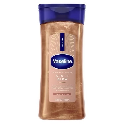 Vaseline Glazed & Glisten Vanilla Cocoa Shimmering Gel Body Oil - Sunlit Glow - 6.8 fl oz