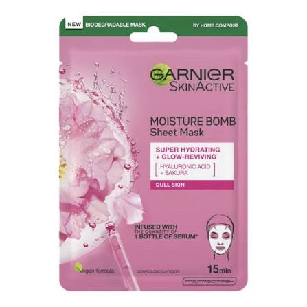 Garnier Moisture Bomb Sakura Hydrating Face Sheet Mask Dull Skin 28g