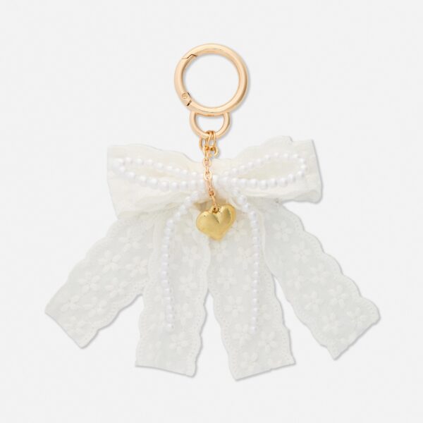 White Lace Clip On  Bag Charm