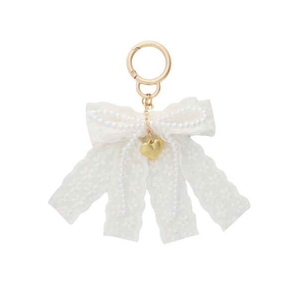 White Lace Clip On  Bag Charm