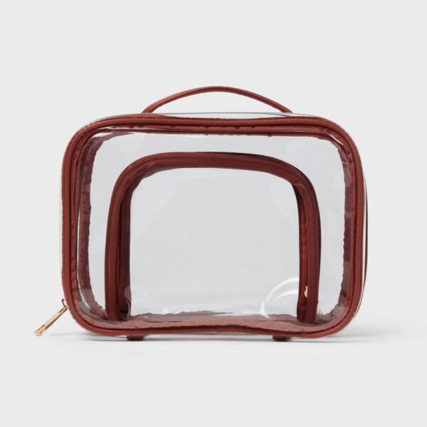Double Sided Essentials Bag - Clear/Brown