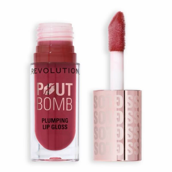 Makeup Revolution Pout Bomb Plumping Gloss - Rosewood Rose Pink - 0.15 fl oz